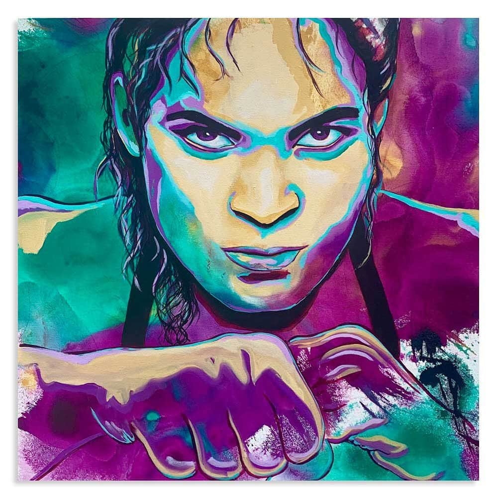 ブリトニー・パーマーさんのインスタグラム写真 - (ブリトニー・パーマーInstagram)「Comin in hot this weekend.  Champ @amanda_leoa is ready for @ufc #ufc245  I painted this piece for my Electric Flow show back in July at @parkmgm - click the link in my bio for prints! For original inquiries please email: management@brittneypalmer.com @brittneypalmerart #brittneypalmerart」12月14日 4時09分 - brittneypalmer