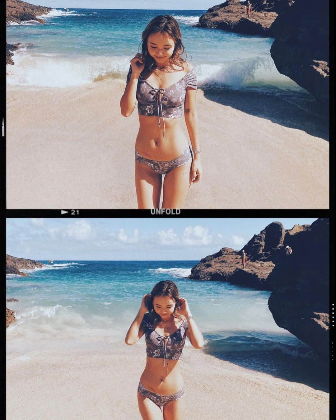 宮崎絹子さんのインスタグラム写真 - (宮崎絹子Instagram)「@roxyjapan x @babykiy  collaboration bikini💛👙 撮影中のオフショット、光の虹がたくさんはいってる！きれい✨ #bikini #babykiy_hawaii #ハワイ」12月14日 4時58分 - babykiy