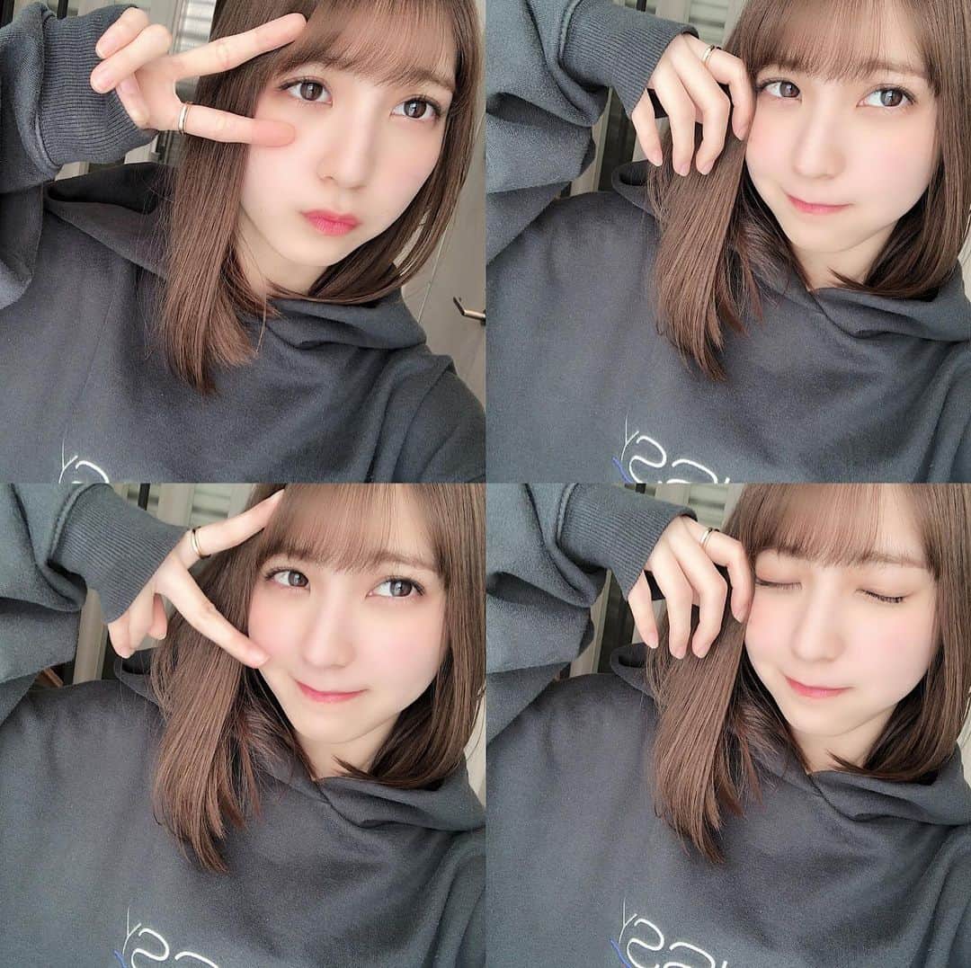 松岡菜摘のインスタグラム：「. . 髪色かわいくて 毎日しあわせ☺︎ . #haircolor  #髪色　#パーカー女子」
