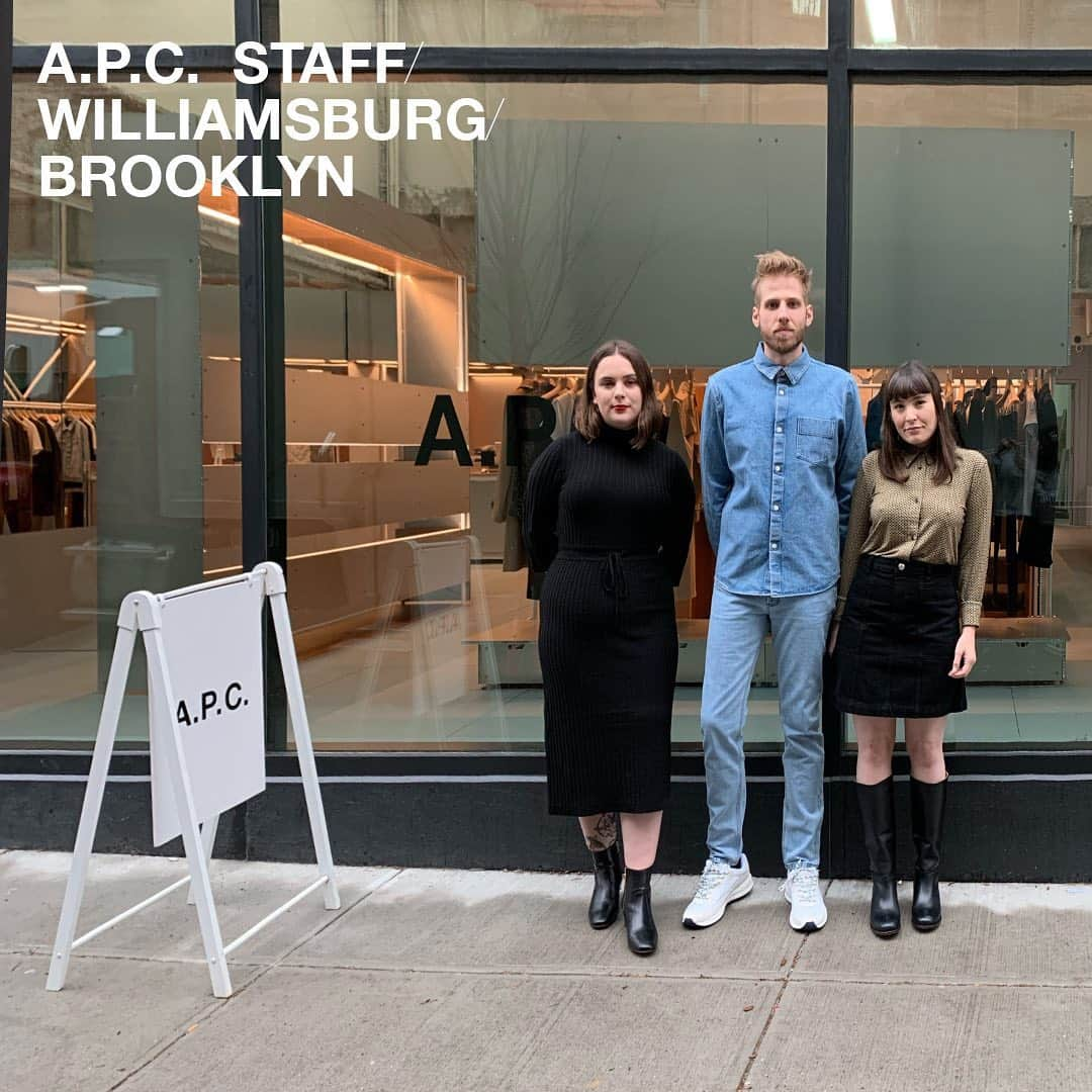 アーペーセーさんのインスタグラム写真 - (アーペーセーInstagram)「A.P.C. Williamsburg store opens today!  A.P.C. Williamsburg staff in Brooklyn, NY  Aleksandra is wearing : Vivianne dress Joey boots  Cal is wearing : Victor overshirt  Martin jeans  Jay sneakers  Veronica is wearing : Stella skirt Elsa shirt  Iris boots  All articles available in stores and at apc.fr  Address : 94 North 3rd st. Brooklyn, NY 11249  #APC #APCSS20 #APCresort #APCstaff #Williamsburg #Brooklyn #USA」12月14日 18時54分 - apc_paris