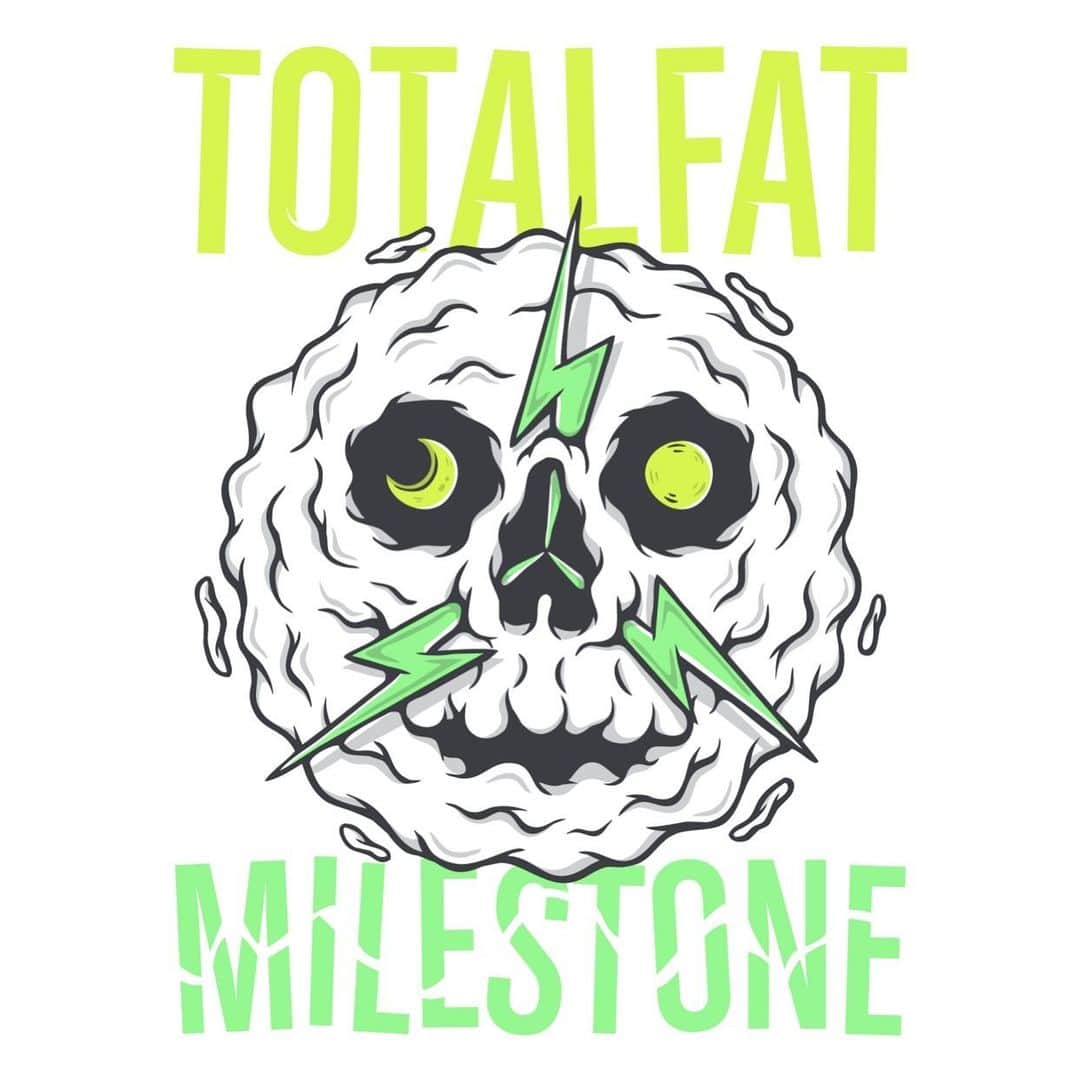 TOTALFATのインスタグラム：「ニューアルバム収録曲、ジャケ解禁🔥  スリーピース体制になってからリリースした「Give It All」「ALL AGES（Worth a Life）」。 Shunが公私共に交流のある、ソロ20周年を迎えたレジェンドLOW IQ 01とフィーチャリングした「Welcome to Our Neighborhood feat. LOW IQ 01」、そして前作「Conscious+Practice」の台湾盤に限定収録された「We’re Gonna Make a Bridge feat. Sam（FIRE EX.）」を、「Delight!! feat. J-REXXX」でもコラボした日本の若手レゲエシーンとパンクシーンを繋げて牽引する特攻隊長J-REXXXを再びフィーチャリングし新たな楽曲として生まれ変わらせた「We’re Gonna Make a Bridge feat. J-REXXX」など、今のTOTALFATを存分に楽しめる全12曲を収録✨  そしてKuboty最後のライブとなった2019年10月22日新木場STUDIO COASTでのライブの模様をほぼ全曲収録したDVDをセットで販売✌️ ライブ映像作品としてのリリースは2013年以降一切なかったため、見逃せないぞーーー🤩  ジャケットは前作「Conscious+Practice」同様、メンバーがリスペクトしているカリフォルニアのバンドBlink-182のツアーポスターやPixies、Rolling Stonesなどのデザインを行った、オーストラリアで活躍する日本人アーティストKentaro Yoshidaによるもの❗️❗️ お楽しみに🤩  2020年1月22日（水）発売 TOTALFAT 10th Full Album「MILESTONE」 全12曲収録 品番：RX-169 価格：¥3,800 JAN：4514306016284 形態：CD+DVD  CD収録曲 01 Heroes From The Pit 02 Welcome to Our Neighborhood feat. LOW IQ 01 03 ALL AGES(Worth a Life) 04 Perfect Pieces 05 Lucky Boy 06 My Game 07 S58’ 08 Give It All 09 Mirror 10 We’re Gonna Make a Bridge feat. J-REXXX 11 MONSTER 12 マイルストーン  DVD収録曲 「TOTALFAT presents Kuboty's Last Show "FINAL SHRED”」 01.Broken Bones 02.Good Fight & Promise You 03.夏のトカゲ feat.男鹿なまはげ太鼓 04.Room45 05.Angry Shotgun 06.World of Glory 07.Invention~Good morning, my treasures~  08.Dear My Empire 09.Seeds of Awakening 10.晴天 11.Delight!! feat. J-REXXX 12.Just Say Your Word 13.DA NA NA 14.Summer Frequence 15.Highway Part2 16.Phoenix 17.Visible 18.X-stream 19. Livin’ for The Future 20.Walls 21.Space Future 22.See You Later, Take Care 23.All for You 24.The Naked Journey 25.ONE FOR THE DREAMS 26.Show Me Your Courage 27.Place to Try  encore 1.宴の合図 2.PARTY PARTY 3.Good Bye, Good Luck 4.Overdrive」