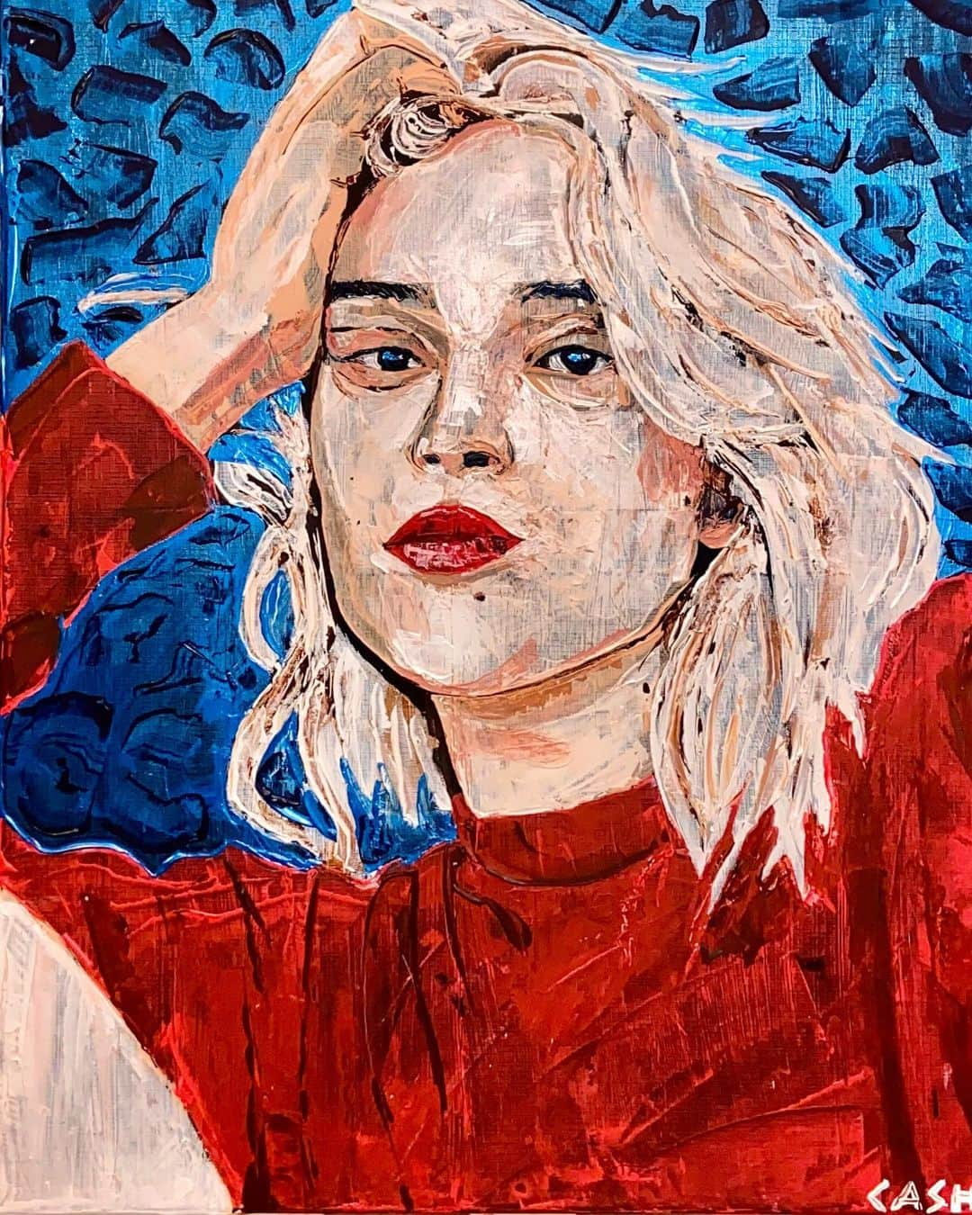 CASH（Carl Anders Sven Hultin）のインスタグラム：「Painting of @lolozouai 🎨 #art #artworkportrait #artbycash」