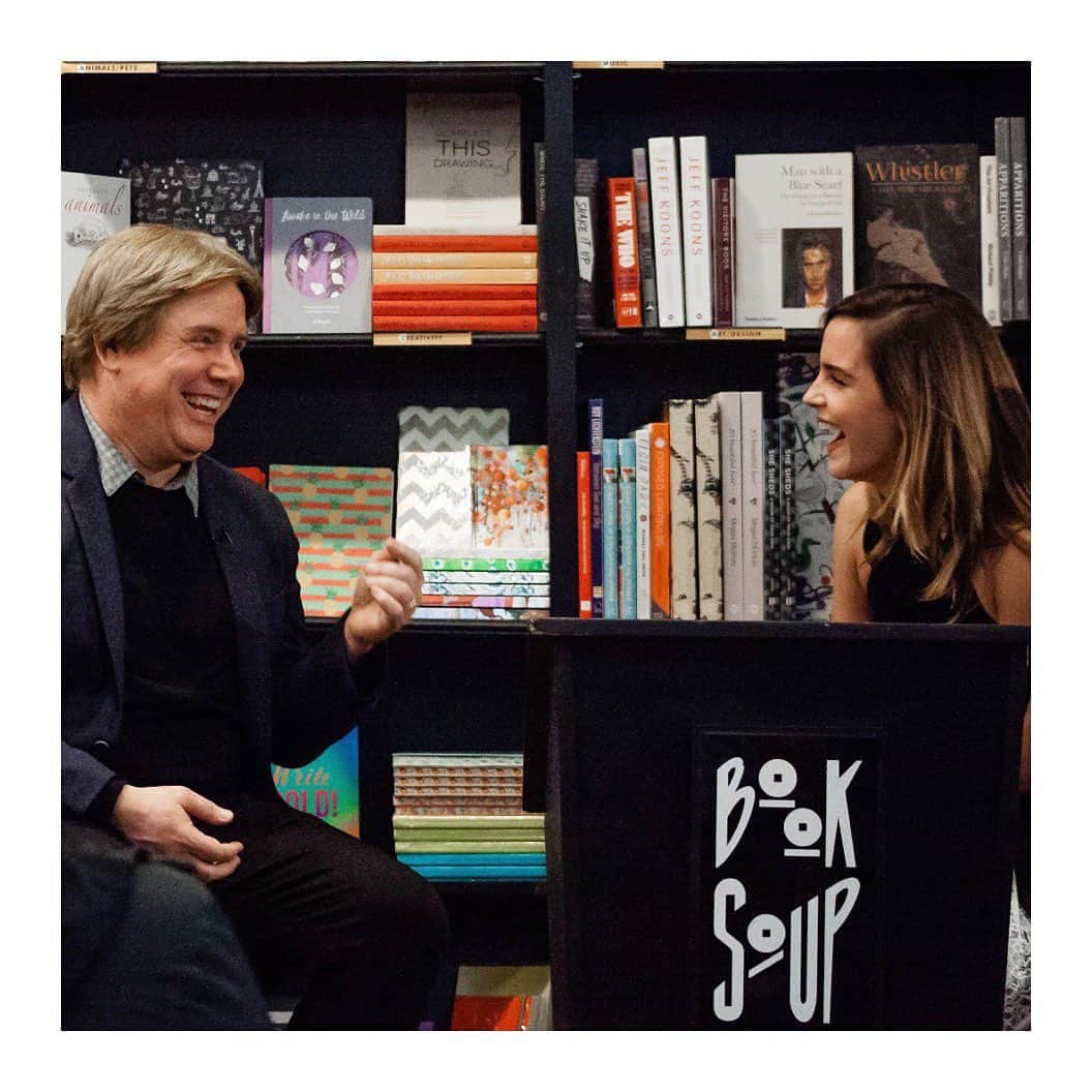エマ・ワトソンのインスタグラム：「Steve has been my mentor and friend since we made his first book, The Perks of Being a Wallflower, into a film together. He gave me the great honour of being 'Sam' - one of the coolest girls ever captured on celluloid – and also one of the best summers of my life as well as my favourite movie-making experience ever.  Since then, wherever we are in the world, in a good year I'll hope to see Steve four or five times. We mostly get food. At dinners with Steve I always end up asking the waiter for a pen, or being sat in the dark furiously scratching away at my phone trying not to miss… What exactly was it he said? How precisely did he phrase it?!!! When I called him after reading this [new] book one of the first things I said was that I was so relieved I didn’t have to spend our dinners together decimating table spreads, napkins, the backs of receipts and hoping my phone doesn't die anymore. Because this book contains so many of the ideas I have wanted to make sure I never forgot... And hoped that the world might get to know.  Like The Perks of Being a Wallflower, the book says that no matter how dark the places you have been or the things you have seen, there's an undeniable road map. No-one and nothing and no-where is beyond redemption... Except maybe "the nice man" but we will have to wait for the second book to know the truth... What is hilarious and laugh out loud genius is that he seems to have disguised all this wisdom in an entertaining zombie thriller movie... In true Steve Chbosky style he gives you the bran and the donut. Spiritual enlightenment AND Spielberg-esque horror movie thriller. I don't know how he did it. But he did it. It's a masterpiece. The profundity of Milton that's actually page-turning. I'm so proud of my friend. X Full interview available on IGTV! ~」