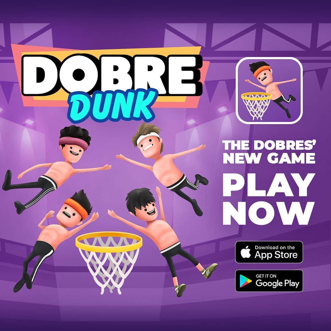Lucas Dobreのインスタグラム：「YOOOOO! We just came out with our new game 🙏🏼 IT’S SO MUCH FUN!!! It’s called DOBRE DUNK!!! Everyone go download right now LINK IN BIO ❤️」