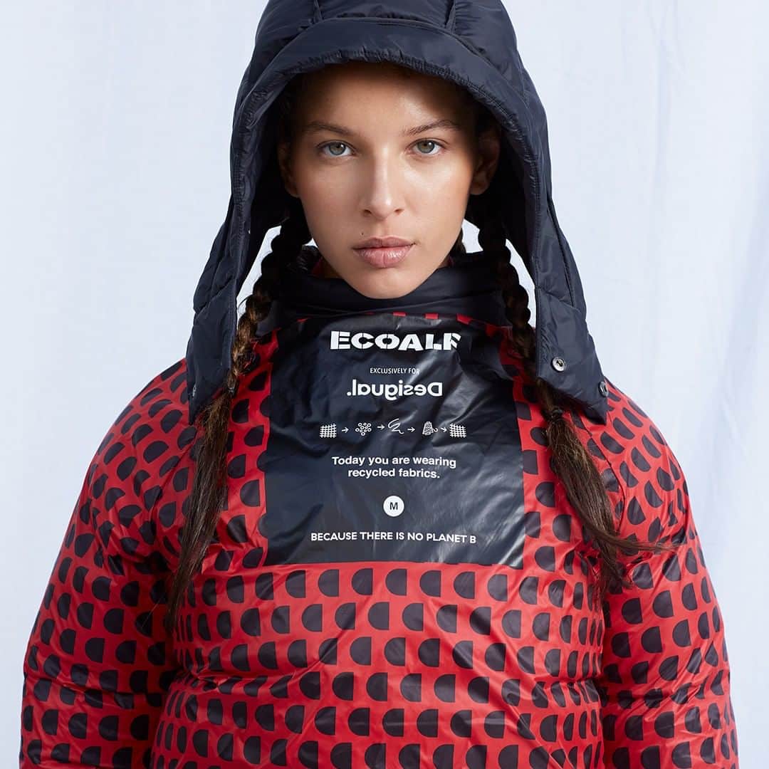 デシグアルのインスタグラム：「Made from trash. Our recycled collection in partnership with @ecoalf is all about second chances and loving the world. Ecoalf x Desigual Editorial: @vmagazine #LoveTheWorld #BecauseThereisNotPlanetB」