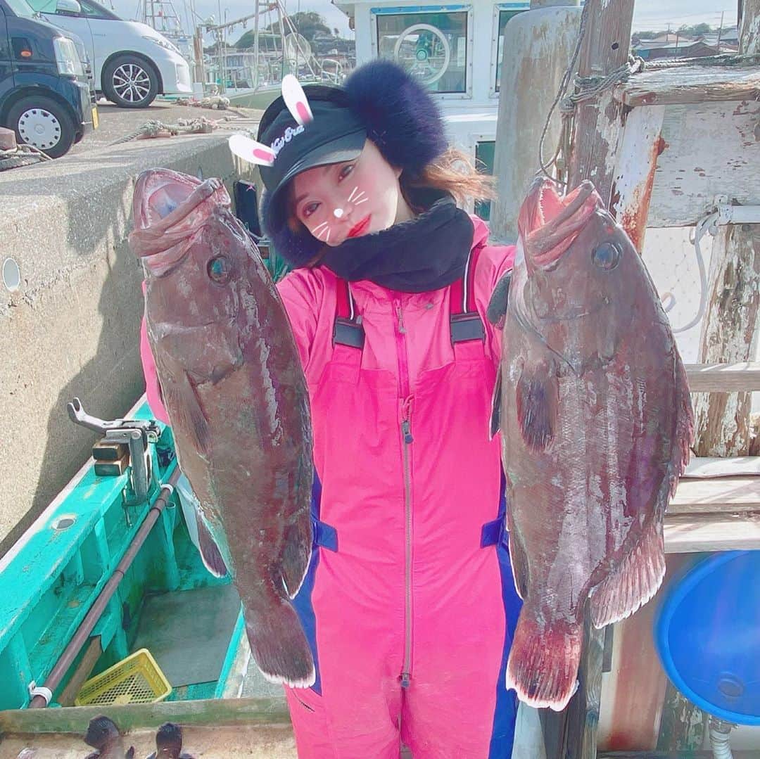 里美ゆりあのインスタグラム：「4本釣れたヽ(｡ゝω・｡)ﾉ #マハタ #リベンジ 出来て#満足 #千葉 #大原 #進誠丸 #釣り #釣りガール  #釣り好きな人と繋がりたい  #剛樹 #竿」