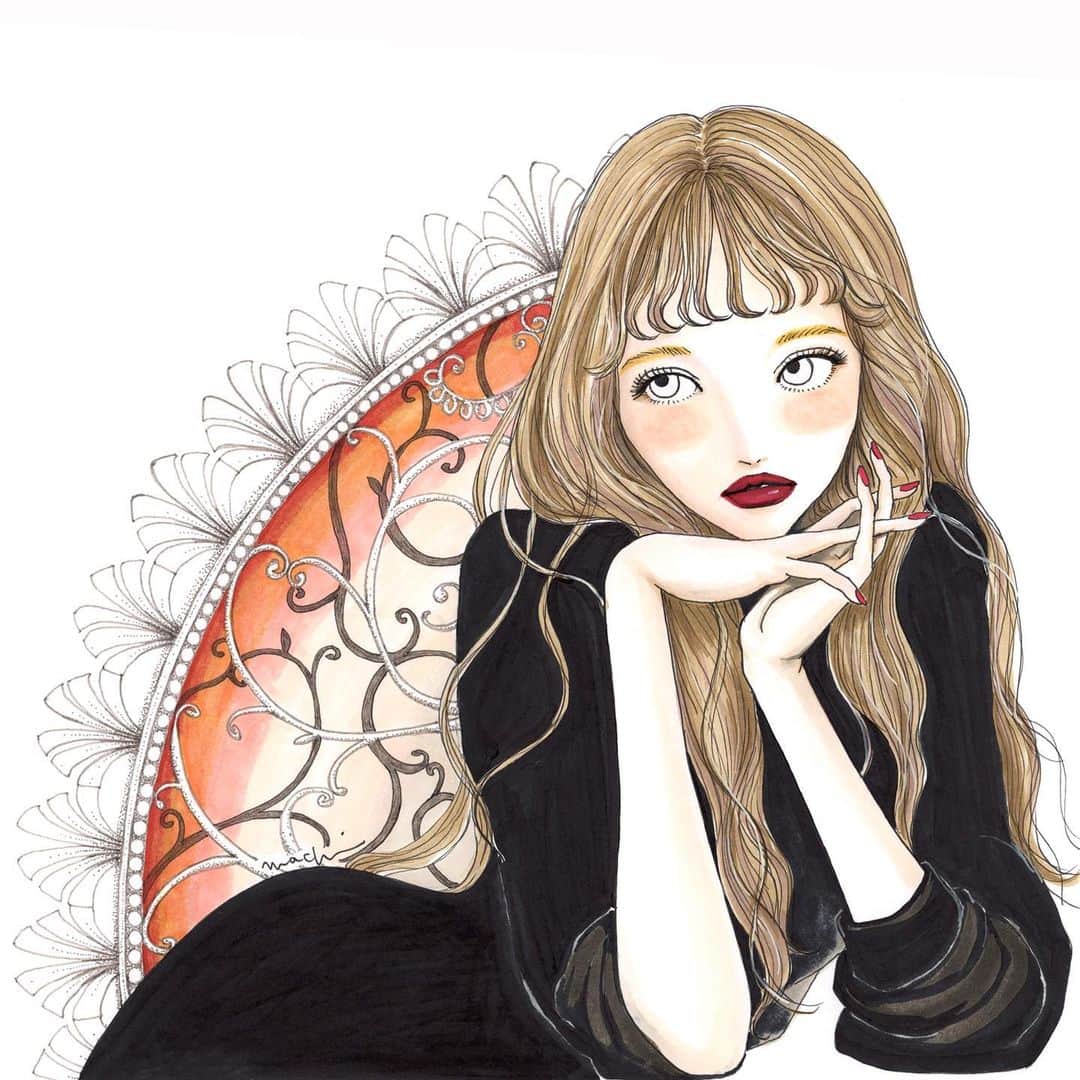 Machiさんのインスタグラム写真 Machiinstagram こんばんは 少し前にストーリーズに上げてたイラスト 定期的にこういうのが描きたくて描きたくてたまらんくなります 女の子 アンニュイ おすすめコスメ コスメ 化粧品 コスメイラスト メイク