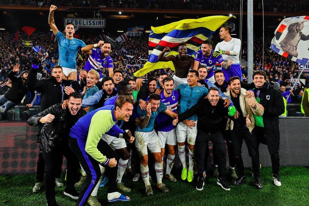 アルビン・エクダルのインスタグラム：「Derby della Lanterna winners ☝️ Great atmosphere in this special match! Forza Samp!」