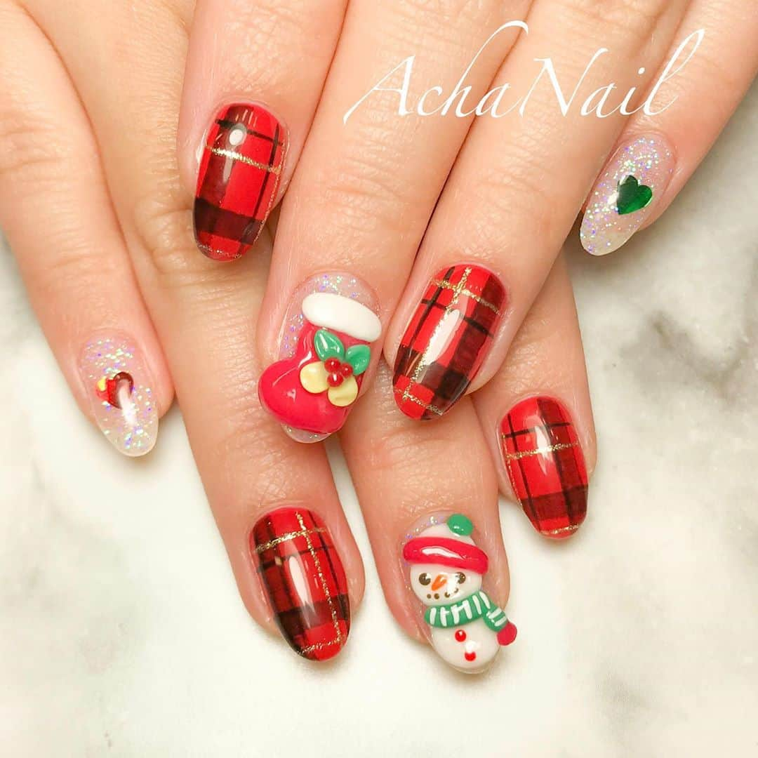 AchaNailさんのインスタグラム写真 - (AchaNailInstagram)「‪クリスマスネイル💖‬﻿ ﻿ ‪https://ameblo.jp/acha-nail/entry-12557788801.html‬﻿ ﻿ ‪#クリスマス #3Dネイル #赤チェック #クリスマスネイル #クリスマスツリー #雪だるま #クリスマスリース #赤ネイル #チェック柄ネイル #ネイル #ジェルネイル #フィルイン #フィルイン導入サロン #南池袋 #池袋 #池袋ネイルサロン #ネイルデザイン‬ #Nails #AchaNail #NailStagram #InstaNails #Nailart #JapaneseNailart #NailDesign #Gelnails #kawaii #네일 #美甲 #christmas #christmasnails」12月16日 0時44分 - achanail