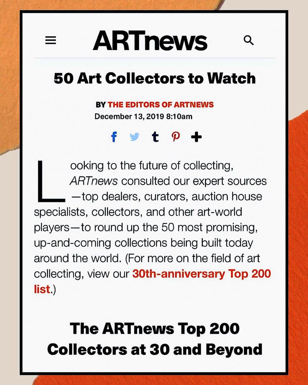 G-DRAGONのインスタグラム：「🙏💕@artnews #Top200collectors & #50Artcollectors #gdandtop」
