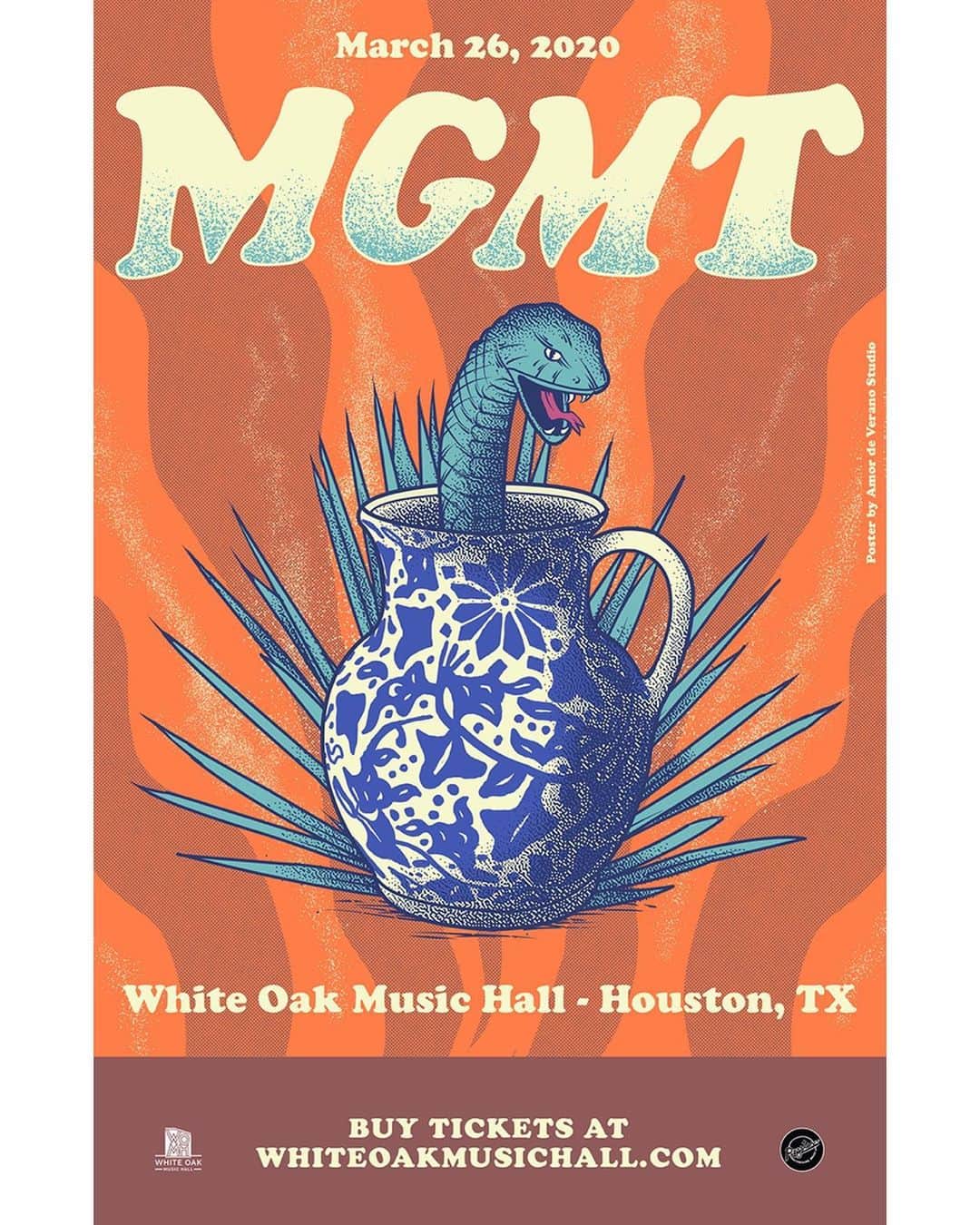 MGMTのインスタグラム：「~~JUST ADDED~~ Houston! We're super excited to spread the love this Spring! March 26th at @whiteoakmh /// Pre-sale starts 12/17 @ 10am CST (sign up at the link in bio). General on-sale starts 12/19 @ 10am CST  2020 Dates: MARCH 17 - Puebla MX - Coliseo GNP (w @clairo ) MARCH 19 - CDMX - Foro Sol (w @tameimpala , Clairo) MARCH 21 - Monterrey MX - Pal Norte Festival MARCH 23 - Guadalajara MX - Auditoria Telmex (w Clairo) MARCH 26 - Houston, TX - White Oak Music Hall  All tix available in bio」