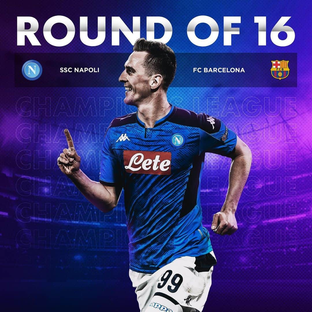 アルカディウシュ・ミリクのインスタグラム：「Rispetto tanto, paura “nada ”. Ci vediamo al San Paolo 💪💙 Much respect, “nada” fear. See you at San Paolo #championsleague #napolibarca  Dużo szacunku, ale zero strachu! Bądźcie z nami.」