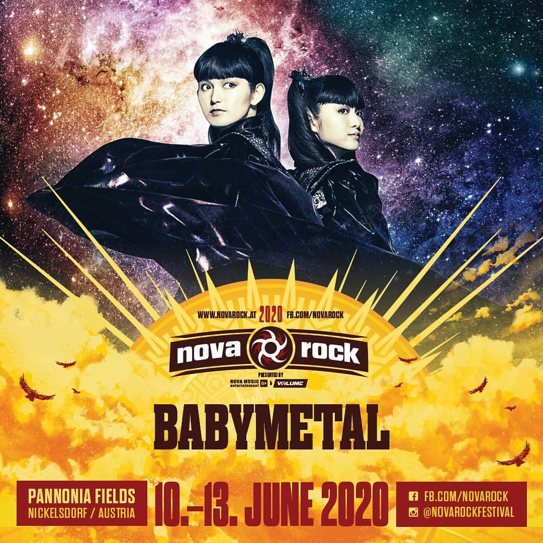 BABYMETALさんのインスタグラム写真 - (BABYMETALInstagram)「“Nova Rock Festival” Confirmed!! オーストリア「Nova Rock Festival」出演決定DEATH！！ #BABYMETAL #METALGALAXY #Austria #NR20」12月16日 22時10分 - babymetal_official