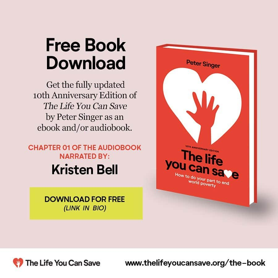 クリスティン・ベルさんのインスタグラム写真 - (クリスティン・ベルInstagram)「My dad, Mike Schur, introduced me to Peter Singers work when we started The Good Place. His work on reducing poverty and the efficacy of philanthropy is.a.mic.drop. I narrated a chapter in his 10th anniversary edition of The Life you Can save. You can download the book for free- link in my bio- and all downloads through Dec will be matched up with a $1 donation up to $50,000. 🙂#smartgivingsimplified #domoregood」12月17日 3時26分 - kristenanniebell