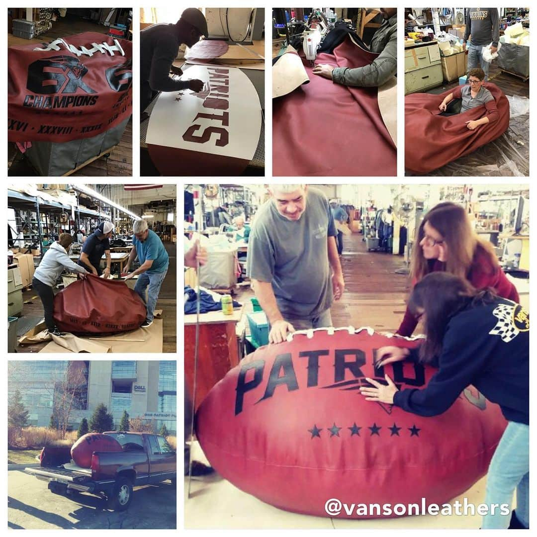 バンソンさんのインスタグラム写真 - (バンソンInstagram)「We are proud to have been asked to produce this 6x’s size football for our local team! @patriots #vanson #leathers #vansonleathers #football #patriots #patriotsnation #game」12月17日 11時18分 - vansonleathers