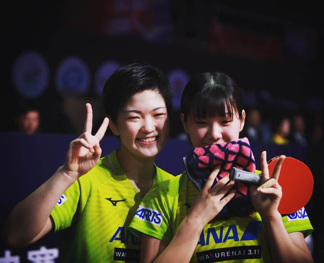 のインスタグラム：「✌️ emojis to describe this duo! ✌️ #ITTFGrandFinals #Champions #Japan #Throwback」