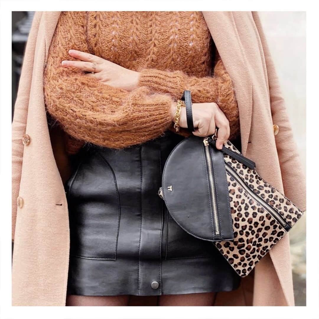 ティラマーチのインスタグラム：「Annabelle double clutch leopard on the superb @lilylovesfashion  #TilaMarch #NewCollection #clutch #bag」