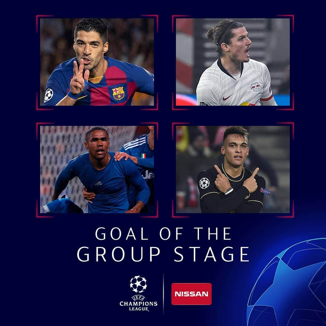 UEFAチャンピオンズリーグさんのインスタグラム写真 - (UEFAチャンピオンズリーグInstagram)「Which gets your vote? 😍 ⁣ ⚽️🌠 𝘎𝘰𝘢𝘭 𝘰𝘧 𝘵𝘩𝘦 𝘎𝘳𝘰𝘶𝘱 𝘚𝘵𝘢𝘨𝘦! 🌠⚽️⁣ ⁣ ⚽️ Lautaro Martínez: Slavia Praha v INTER⁣ ⚽️ Marcel Sabitzer: LEIPZIG v Zenit ⁣ ⚽️ Douglas Costa: Lokomotiv Moskva v JUVENTUS ⁣ ⚽️ Luis Suárez: BARCELONA v Inter ⁣ ⁣ #UCL」12月17日 20時29分 - championsleague