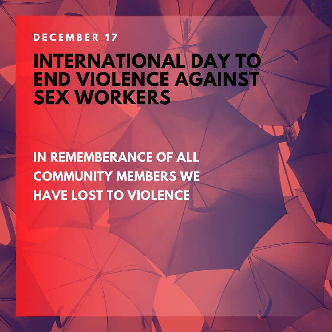 Mia Littleさんのインスタグラム写真 - (Mia LittleInstagram)「Image description: graphics with text that reads as follows against a background of red umbrellas  December 17 International Day to End Violence Against Sex Workers  In remembrance of all the community members we have lost to violence  Violence against sex workers is a manifestation of stigma  Violence against sex workers is a manifestation of  Sexism Poverty Transphobia Racism Whorephobia Criminalization  To end violence against sex workers, it is essential to challenge... Sexism Poverty Transphobia Racism Whorephobia Criminalization  On this day, may sex workers be with community, put ourselves first, and find abundance where we need it.  May we remember those we have lost and hold onto the ones who are still here.」12月18日 2時56分 - alittleedutainment