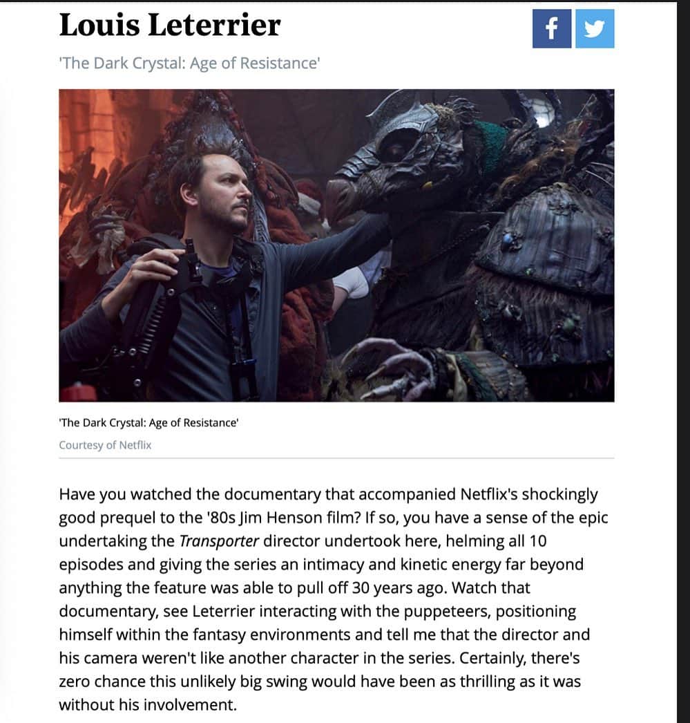 キャメロン・リチャードソンのインスタグラム：「Thank you @hollywoodreporter !!! I think he is the best too @louisleterrierpro @darkcrystalofficial」