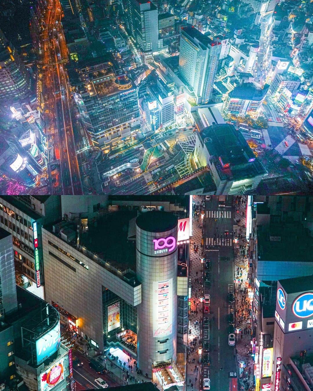 halnoのインスタグラム：「Nice view~~~~✨✨ These are night views of Tokyo taken on a bloom while flying in the sky🧹✨✨🤪 たまには空を飛びながら撮影したhalno視点の作品をどーぞ！☺️ #んなわけない ・ ・ #渋谷スカイ #渋谷スクランブルスクエア #shibuyasky」