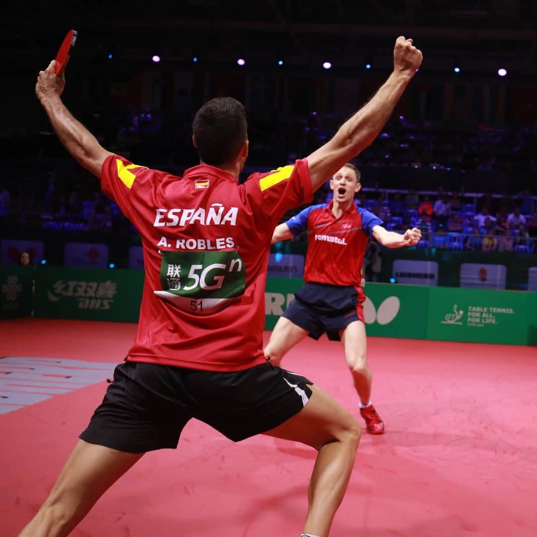 ITTF Worldさんのインスタグラム写真 - (ITTF WorldInstagram)「EMOTIONS ARE REAL 😍  Alvaro Robles🇪🇸 & Ovidiu Ionescu🇷🇴 made their first-ever final in the Men's Doubles at the World Championships👏🏼👏🏼👏🏼 #BestOf2019 #ITTFWorlds2019」12月19日 2時00分 - wtt