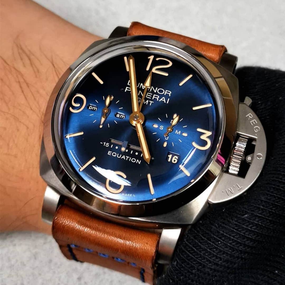 パネライのインスタグラム：「That blue dial on the #Panerai #PAM670 equation of time 🔥😍. Pic by @sg_paneristi」