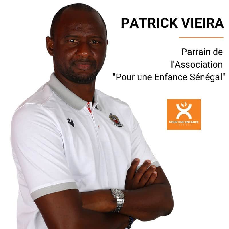 パトリック・ヴィエラのインスタグラム：「Je suis fier et très honoré de vous annoncer officiellement que je suis désormais le parrain de l’association @pouruneenfance_senegal qui accueille, soigne et éduque les enfants talibés (enfants des rues) grâce à son centre à Mbour.  www.pourunenfance-senegal.com  #pouruneenfance #senegal #talibe #solidarite #association」