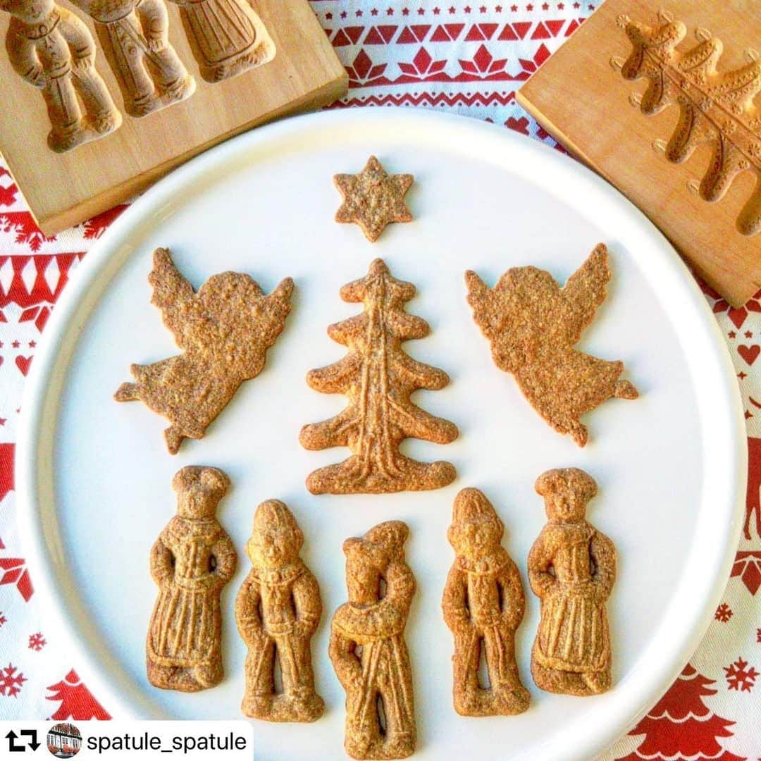 クスパさんのインスタグラム写真 - (クスパInstagram)「【フォトコンテスト開催中🎄】﻿ 手作りクリスマス料理・ケーキ・パンなどの写真に指定ハッシュタグ（#クスパクリスマス2019 ）&メンション（ @cookingschoolpark ）を付けて投稿してください🎉豪華賞品が当たるかも！？🥳🎁﻿ ﻿ こちらの投稿は指定タグを付けてくださった中からリポストさせて頂いております😍💗 .  #repost @spatule_spatule ・・・ . #シュペクラティウス #spekulatius . クローブ、カルダモン、ナツメグ、フェンネル、シナモン、オールスパイス.... 絶妙な配合の香辛料で作るドイツ風シユペクラティウス。生徒さま作品です。 . #spekulaas #クリスマスクッキー  #スペキュロス #香辛料 #スパイスクッキー  #お菓子教室 #クスパクリスマス2019 #ドイツ菓子 #お菓子の型 #クッキー型 #手作りクッキー  #お菓子作り好きな人と繋がりたい  #cookie#gourmand #sweetgram #homemadesweets #baking」12月19日 11時48分 - cookingschoolpark