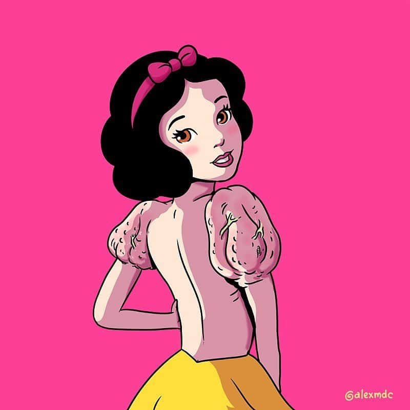 9GAGさんのインスタグラム写真 - (9GAGInstagram)「Swipe to take off Snow White’s shirt. | Follow @doodles - By @alexmdc - #doodles #illustrations #snowwhite #surprise #funny」12月19日 13時52分 - 9gag