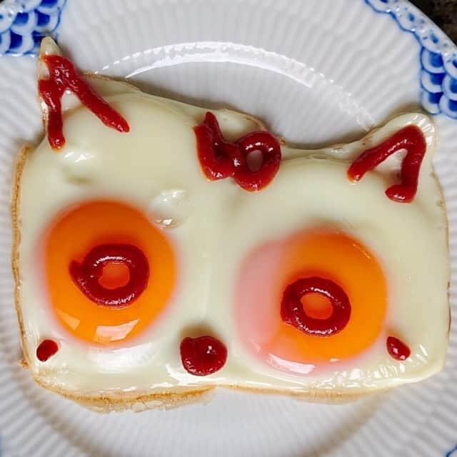 大地真央さんのインスタグラム写真 - (大地真央Instagram)「目玉焼きアート🍳 会う方々に「楽しみにしています！」と 言っていただいて嬉しい❣ ジャ〜ン！😊✌️ ・ハイネックのゴンドリエーレ⛵ ・可愛い子ネコちゃん🐱 ・おめめぱっちりのワンちゃん🐶 ・おすましメガネザル🐵 ・聞き耳を立てているキツネ🦊  #目玉焼きオリジナルアート 🎨 #朝食 #目玉焼き 🍳 #ノンオイル #ケチャップ🍅 #マグマ塩 #卵 🥚×2 #卵 🥚×1 #天心山たまご 🥚 #大地真央 撮影📱 #MAODAICHI」12月19日 17時14分 - daichimao_official