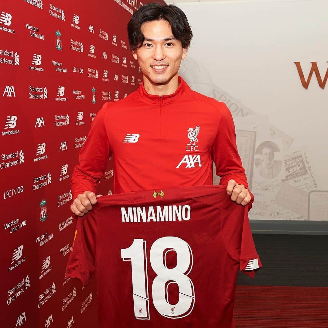 のインスタグラム：「. リヴァプール移籍、正式決定！背番号は「18」 . 📷Photo by Nick Taylor/Liverpool FC/Liverpool FC via Getty Images . #南野拓実 #TakumiMinamino #リヴァプール #LFC #liverpool #ynwa #プレミアリーグ #premierleague  #サッカー #Football #サッカーキング #⚽️」