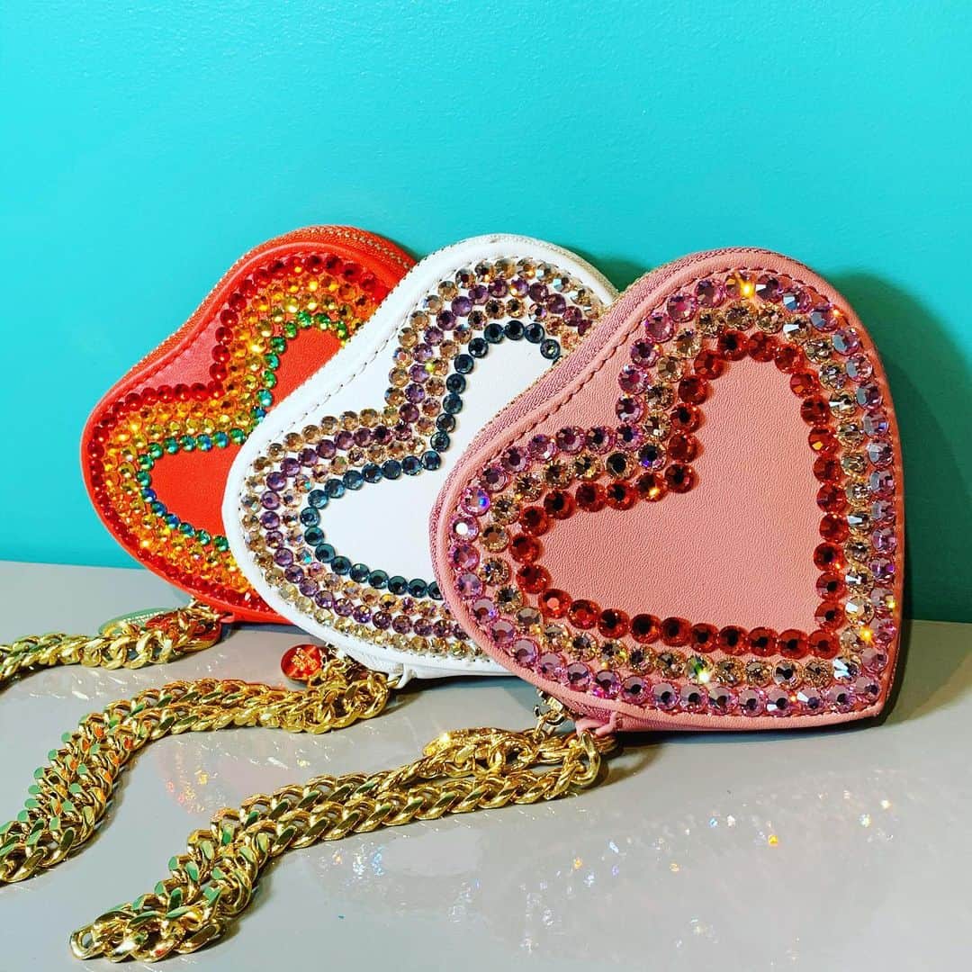 タリナ タランティーノのインスタグラム：「Our Big Love Crystal Heart Wristlets feature #veganleather #swarovski crystal and a gorgeous adjustable bracelet chain. Limited edition boutique exclusive. DM to purchase ✨」