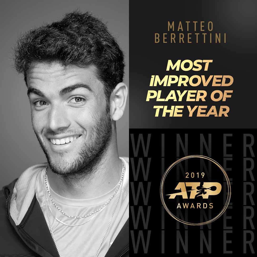 マッテオ・ベレッティーニさんのインスタグラム写真 - (マッテオ・ベレッティーニInstagram)「So honored to receive the ATP Players Award as Most Improved Player of the Year 2019! 🙏 Thank you so much for all your support!  #blessed #proud #atpawards @atptour」12月20日 1時17分 - matberrettini