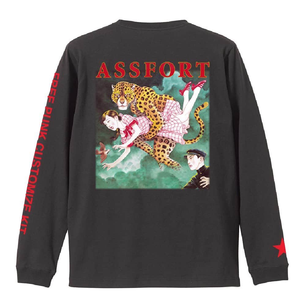 のインスタグラム：「東京ハードコアパンク ASSFORT 2001年アルバム「Free Punk Customize Kit 」ジャケット仕様のアパレルが再び!!デザインは勿論、丸尾末広氏!! #assfort #丸尾末広 #suehiromaruo #maruosuehiro」