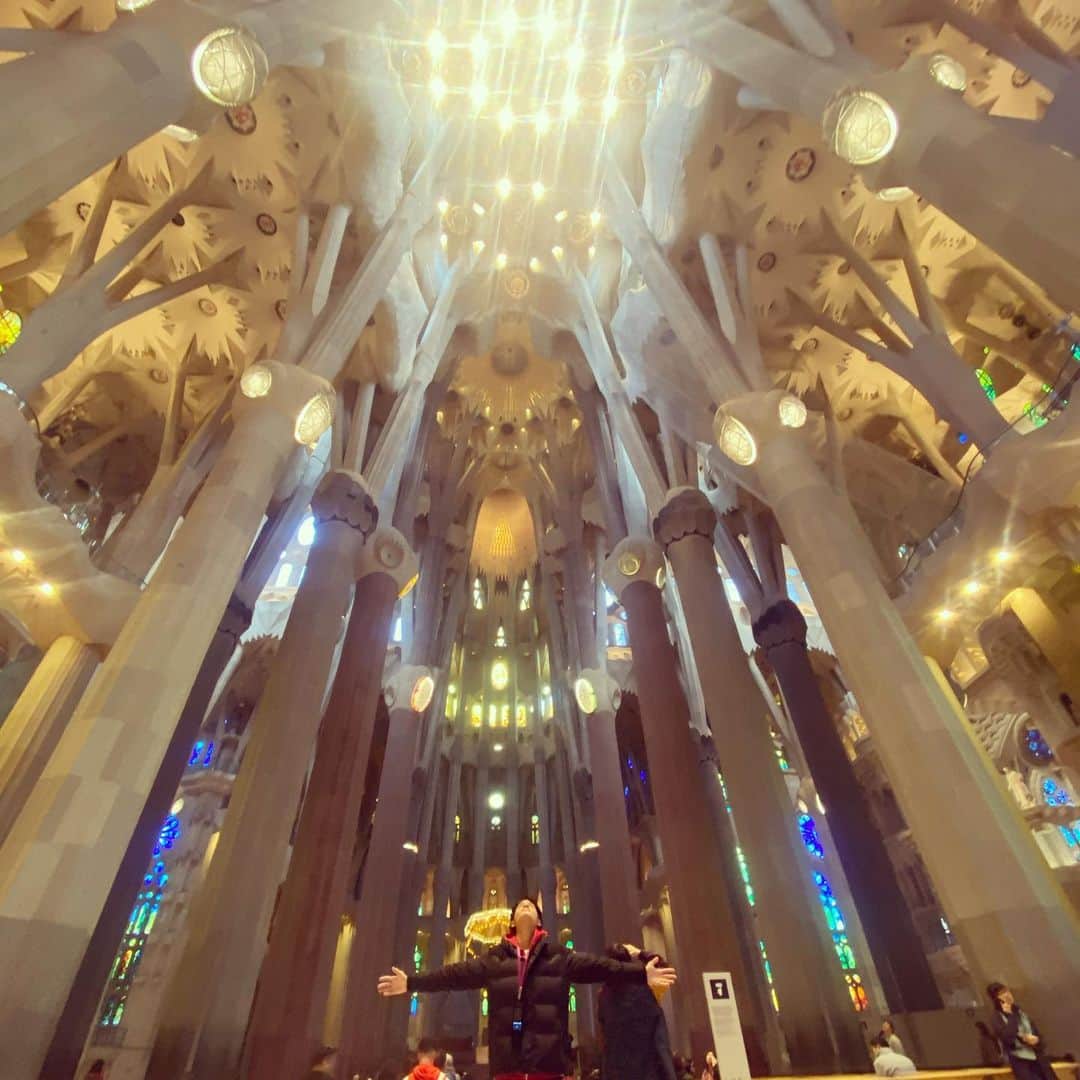 高橋祐治のインスタグラム：「Inside of Sagrada Família.  #バルセロナ  #サクラダファミリア  #ガウディ」