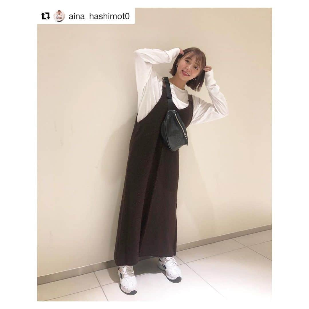 高橋愛さんのインスタグラム写真 - (高橋愛Instagram)「やっぱりお洒落な、はしもん。 ㅤㅤㅤㅤㅤㅤㅤㅤㅤㅤㅤㅤㅤ ㅤㅤㅤㅤㅤㅤㅤㅤㅤㅤㅤㅤㅤ いつも、可愛く着てくれて ありがとぉ😊🙏🏻最高！ ㅤㅤㅤㅤㅤㅤㅤㅤㅤㅤㅤㅤㅤ 🤎 茶色の♡初めてみた！ すご！ ㅤㅤㅤㅤㅤㅤㅤㅤㅤㅤㅤㅤㅤ #Repost @aina_hashimot0 ・・・ だいすきな先輩、 高橋愛さんがデザインされた ワンピース着ました🤎 身長が低いわたしでも抵抗なく 縦のラインもしっかり出て サラッと着れるニットワンピース。 とってもお気に入りです〜〜 (3枚目笑いすぎじゃん、どうした) #いつかのハシモト #低身長 #152cmコーデ」12月20日 22時46分 - i_am_takahashi