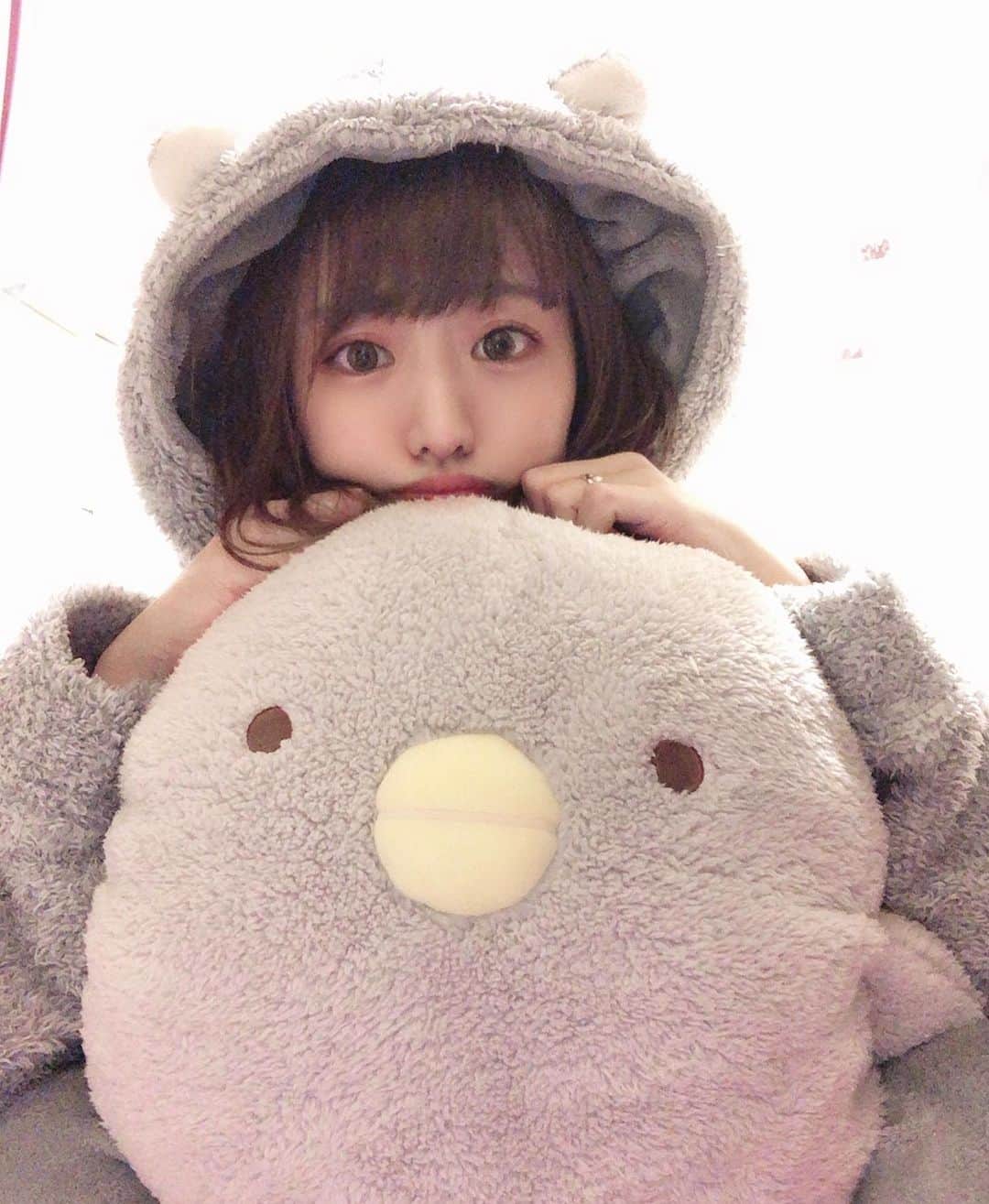 東なつ紀のインスタグラム：「もふもふともふもふ #すみっこぐらし #ひよこ #すみっこぐらしひよこ #まさお #gu」