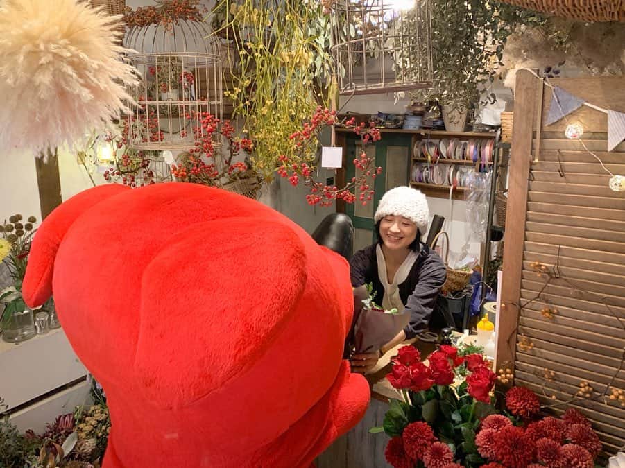 チーバくんさんのインスタグラム写真 - (チーバくんInstagram)「よろこんでくれるかな？ #お花屋さん  #白くてまるいぽわぽわ  #リース  #やどりぎ  #花束  #チーバくん  #chibakun  #日本  #japan  #千葉県  #chiba  #印西市  #小さなお花屋ののこや」12月20日 14時19分 - chibakun0111