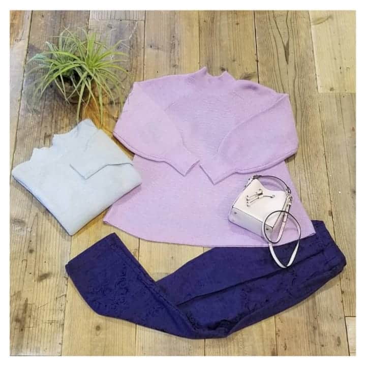 furryrate officialのインスタグラム：「【2019 winter collection】 ▶knit #ハイネックペムラムニット No.49084680 マスタード/グレー/ラベンダー ¥8,690- . ▶pants #ジャガードタックパンツ ネイビー/ブラック/ベージュ No.48602398 ¥8,690- . #furryrate #furry #ファーリーレート #ファーリー #ニット #knit #冬 #ペムラム #ハイネック #ジャガード #pants #fashion  #autumn #winter #autumnfashion #winterfashion　#collection」