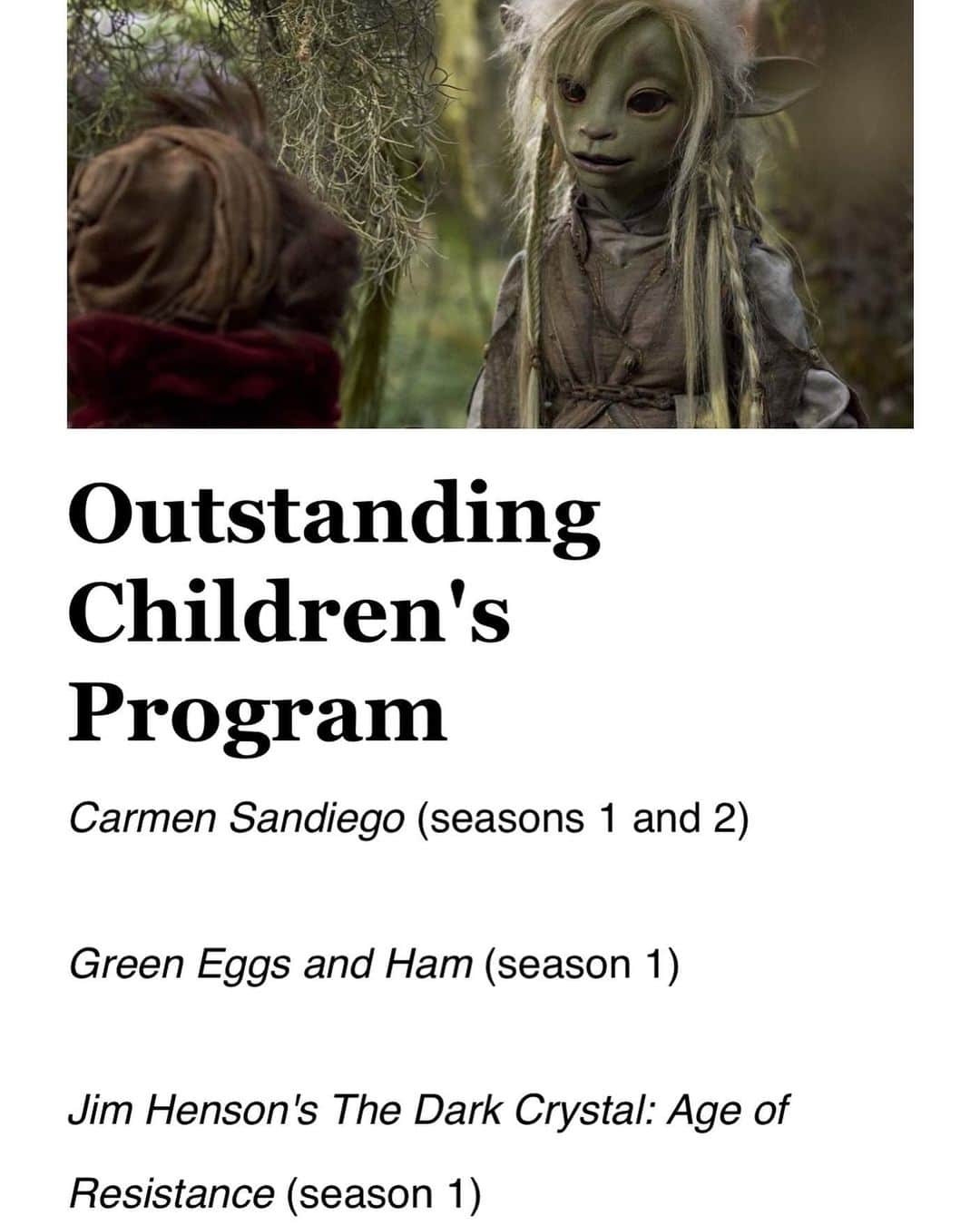 キャメロン・リチャードソンのインスタグラム：「We got nominated for a #producersguildawards !!!!! Congrats to everybody @netflix @hensoncompany @darkcrystalofficial」