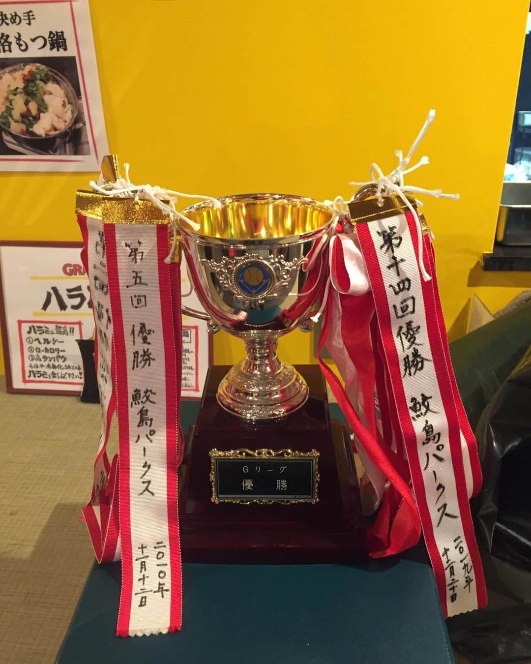 そうすけのインスタグラム：「2019年芸人草野球リーグ 『Gリーグ』 昨年に引き続き優勝  全14シーズン中、通算7回目の優勝！  元々、サンドウィッチマン伊達ちゃんが作ったチーム  今シーズンは打撃に専念 最終戦まで打率3位だったが、最終戦に2打数ノーヒットで5位まで落ちちゃった…  芸人さんのリーグだがみんな野球になると真剣だから楽しいんだよな〜  #野球 #草野球 #お笑い芸人 #芸人リーグ #全9チーム #鮫島パークス #サンドウィッチマン  #伊達ちゃん #伊達ちゃん忙しくなって来れなくなった #伊達ちゃん来れなくなったら強くなった #このハゲ長打はほとんど打ってない #パワー不足 #プロテイン飲まなきゃ #マッスルテック #打撃順位は85人中 #イースラーのスウィングでは打てない #サブロクそうすけ」