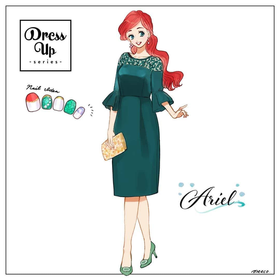 みーこさんのインスタグラム写真 みーこinstagram アリエルドレスアップコーデ イラスト ファッション ファッション コーデ ファッションイラスト アリエル リトルマーメイド お呼ばれコーデ 結婚式コーデ Meeco ディズニーイメージコーデ 12月21