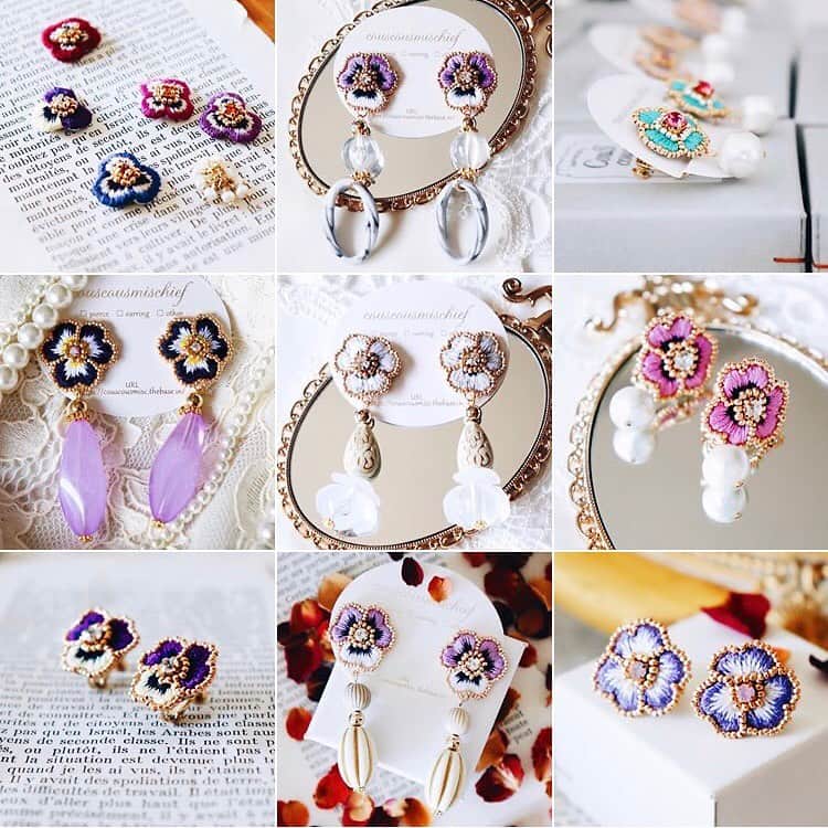 handmade shopのインスタグラム：「商品追加のお知らせ🎅🎄✨﻿ ﻿ ただ今サンプルセールを開催しております﻿ 過去作品をonline shopに追加しておりますので﻿ プロフィールのリンクからご覧ください﻿ ﻿ 全て1点ものでピアス、イヤリングに﻿ 形が完成しておりますので金具の変更不可となります﻿ ﻿ なくなり次第終了となりますので﻿ ご了承ください﻿ ﻿ ※告知なくサンプルセールを終了することも﻿ ございますのでご注意ください﻿」