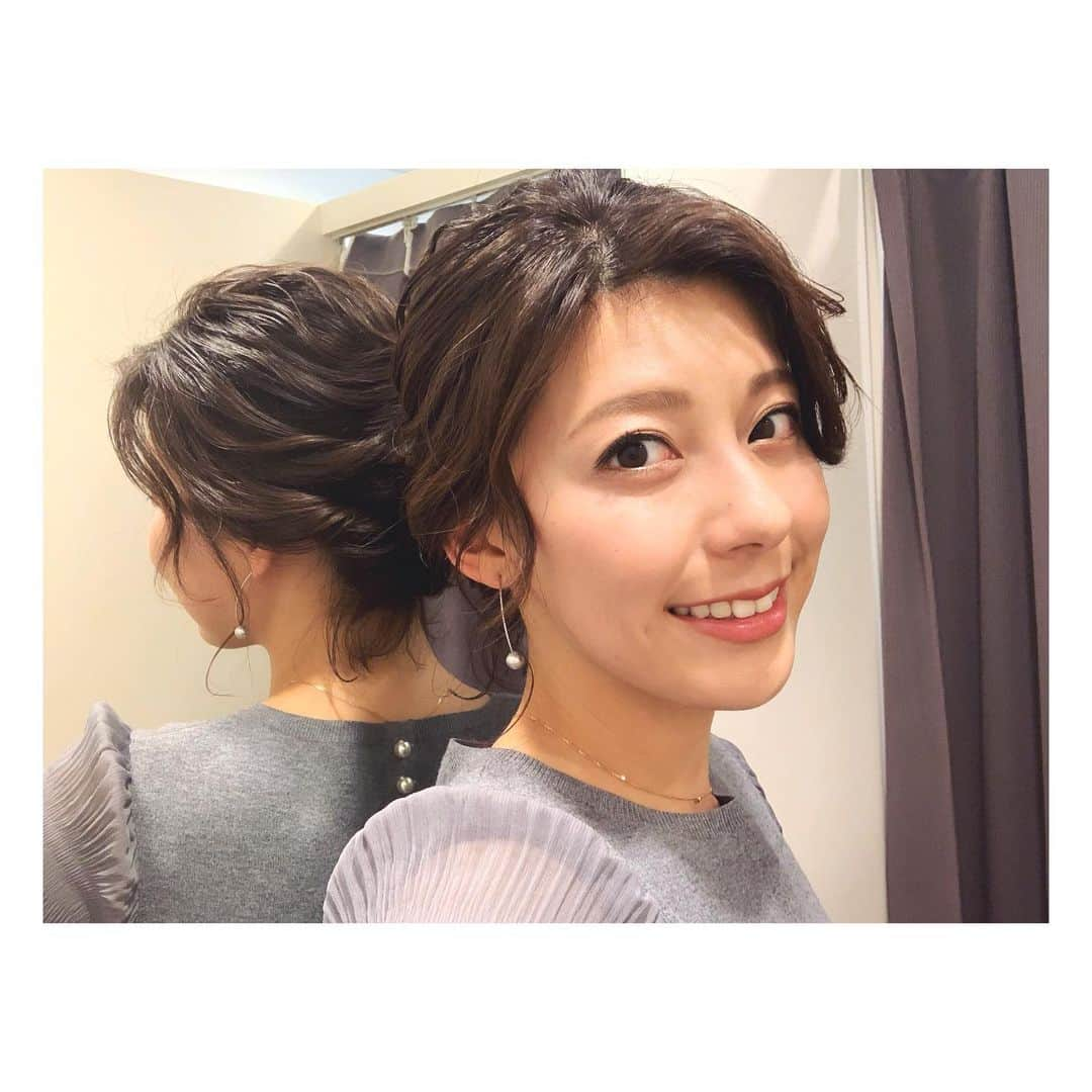 上村彩子さんのインスタグラム写真 - (上村彩子Instagram)「. . この長さでもアレンジで アップにできました✨ . お休みの日に gigiで根元のリタッチとカットもして 綺麗にしてもらってすっきり💇‍♀️ ボブでも重く見えない髪色で 流行りのカラーをいつもおまかせで お願いしてます。 この前はカーキだったかな🤔 . . そして 日曜は年内最後のS☆1とスパサカです！ 一年あっという間だぁ」12月22日 2時55分 - saekokamimura