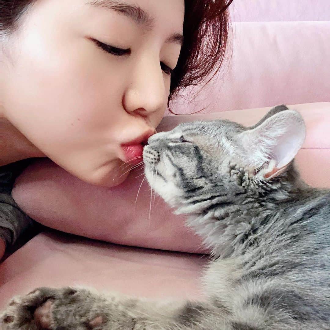 サニー のインスタグラム：「카메라만 켜면 귀신같이 알고 도망가는 따님과 카메라만 켜면 프로모델이 되는 아들녀석....;;;; #그래서오늘도투샷은얘만... #후추 #귀요미 #드디어사고뭉치탈출인가 #철들어가는중 #고맙다고마워」