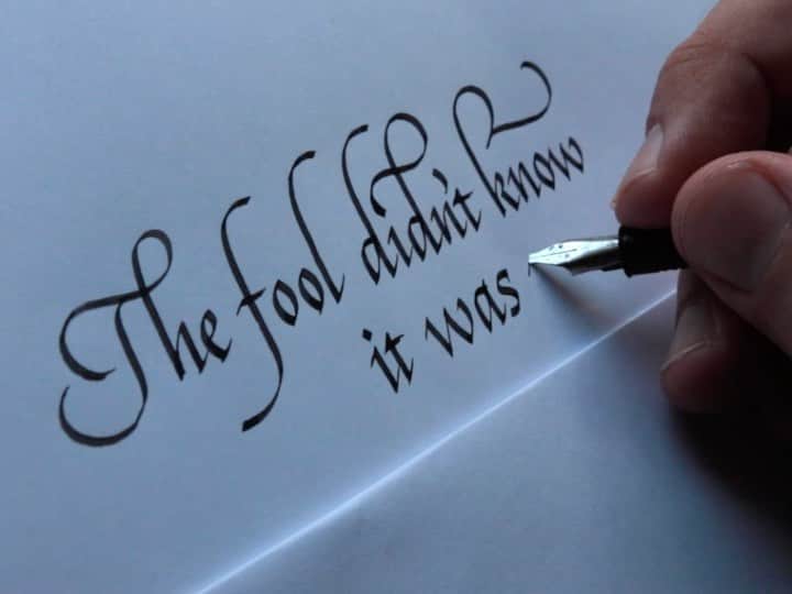 のインスタグラム：「The fool... ✍️🤨👍#calligraphy #lettering #seblester #wow #cool #bored #letterforms #fonts #italic #teach #learn」