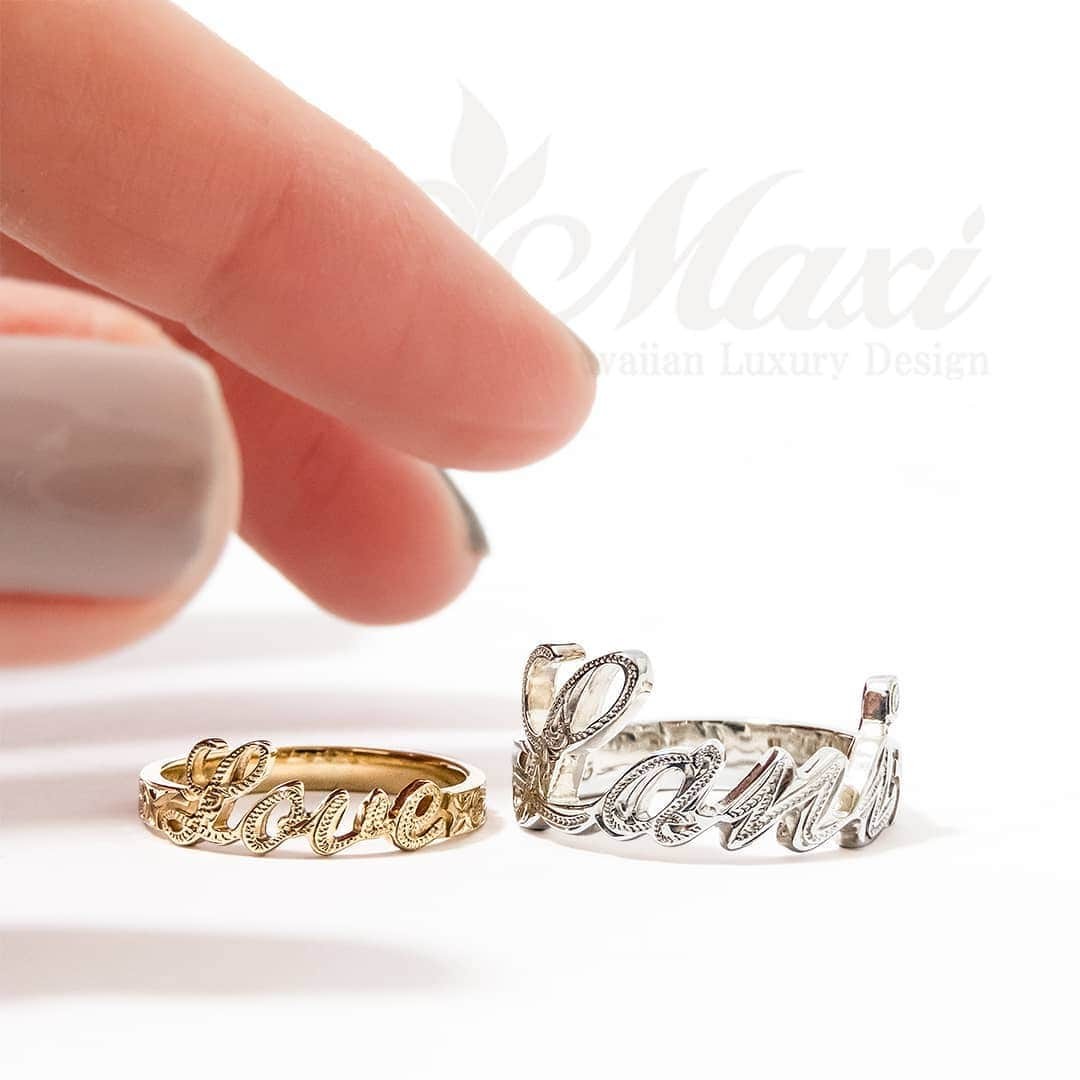 Maxi Hawaiian Jewelryさんのインスタグラム写真 - (Maxi Hawaiian JewelryInstagram)「"Love" and "Lani" letter rings engraved Hawaiian design❤️🏝️❤️🏝️🤙✨ #maxi #maxihawaiianjewelry #hawaiianjewelry #hawaiianheirloom #engraving #hawaii #hawaiian #ring #lettering #love #lani #namering #マキシ #マキシハワイアンジュエリー #ハワイアンジュエリー #ハワイ #ハワイアン #リング #指輪 #レターリング #ネームリング」12月23日 7時55分 - maxi_japan_official