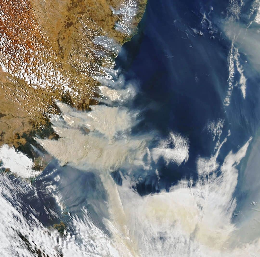 NASAさんのインスタグラム写真 - (NASAInstagram)「Thick blankets of smoke engulf southeastern Australia as a record-setting fire season grips the nation. ⁣ ⁣ Drought conditions have already primed many regions for unusually high and intense fire activity this year. This image was acquired on Jan. 4, 2020, by the Moderate Resolution Imaging Spectroradiometer (MODIS) on our Aqua satellite.⁣ ⁣ Image Credit: Joshua Stevens, using MODIS data from NASA EOSDIS/LANCE and GIBS/Worldview. ⁣ ⁣ #NASA #Earth #Australia #Wildfires #AustraliaFires」1月7日 7時15分 - nasa