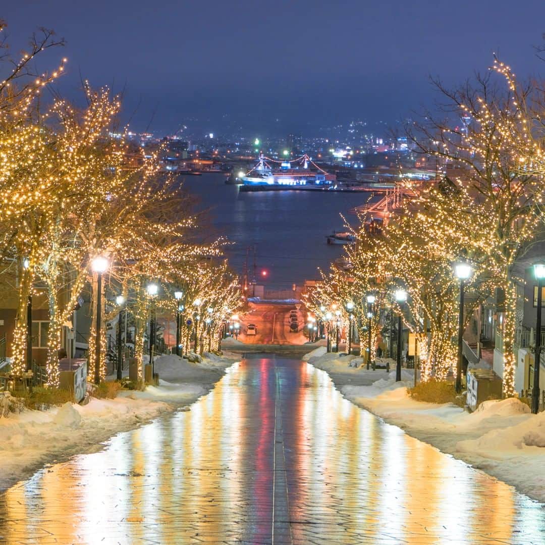 楽天トラベル さんのインスタグラム写真 - (楽天トラベル Instagram)「#北海道 #八幡坂 こちらは函館にある素敵な夜景スポット。 赤レンガがあるウォーターフロントから函館山へ続く並木道です。坂の上から海までの道を見下ろす眺めが絶景で、特に雪とライトアップされた街路樹が見られる冬景色がきれいです。 . ************************ 旅先で撮った素敵な写真に 場所とともに #rakutentravel を付けてシェアしてね♪ 厳選してこのアカウントで紹介させていただきます！ ************************ . #楽天トラベル #旅 #旅行 #旅に出よう #旅行好きな人と繋がりたい #日本  #冬の絶景 #travel #trip #japan #instagramjapan #IG_JAPAN #japantrip #lovetraveling #lovers_nippon  #winter #wintertrip」12月23日 18時00分 - rakutentravel